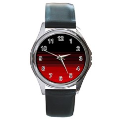 Abstract Of Red Horizontal Lines Round Metal Watch