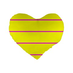 Background Image Horizontal Lines And Stripes Seamless Tileable Magenta Yellow Standard 16  Premium Heart Shape Cushions