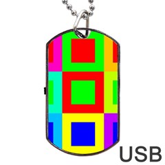 Colors Purple And Yellow Dog Tag Usb Flash (two Sides)