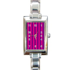 Deep Pink And Black Vertical Lines Rectangle Italian Charm Watch