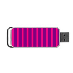 Deep Pink And Black Vertical Lines Portable Usb Flash (one Side)