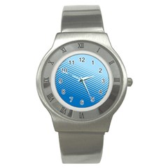 Blue Dot Pattern Stainless Steel Watch