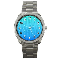 Blue Seamless Black Hexagon Pattern Sport Metal Watch