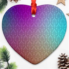 Blue And Pink Colors On A Pattern Heart Ornament (two Sides)