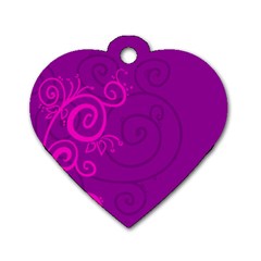 Floraly Swirlish Purple Color Dog Tag Heart (one Side)