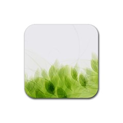 Green Leaves Pattern Rubber Coaster (square) 