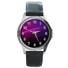 Purple Wallpaper Round Metal Watch