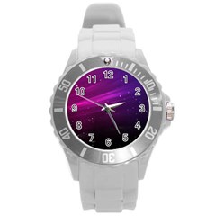 Purple Wallpaper Round Plastic Sport Watch (l)