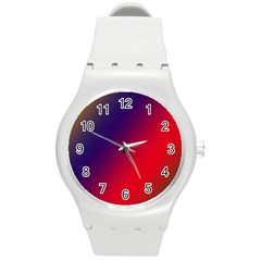 Rainbow Two Background Round Plastic Sport Watch (m)