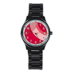 Red Material Design Stainless Steel Round Watch