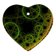 Abstract Circles Yellow Black Heart Ornament (two Sides)