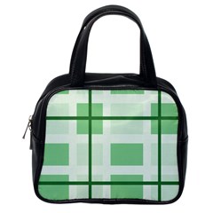 Abstract Green Squares Background Classic Handbags (one Side)