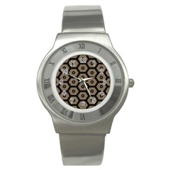 Black Bee Hive Texture Stainless Steel Watch