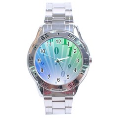 Blue Binary Background Binary World Binary Flow Hand Stainless Steel Analogue Watch