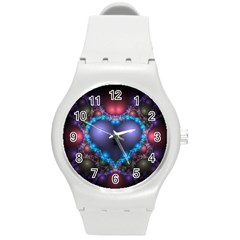 Blue Heart Round Plastic Sport Watch (m)