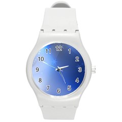 Blue Star Background Round Plastic Sport Watch (m)