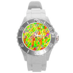 Cheerful Phantasmagoric Pattern Round Plastic Sport Watch (l)