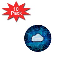 Circuit Computer Chip Cloud Security 1  Mini Buttons (10 Pack) 