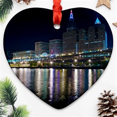 Cleveland Building City By Night Ornament (heart)