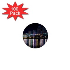 Cleveland Building City By Night 1  Mini Buttons (100 Pack) 