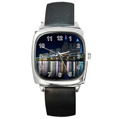 Cleveland Building City By Night Square Metal Watch