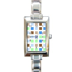 Colorful Green Background Tile Pattern Rectangle Italian Charm Watch