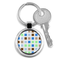 Colorful Green Background Tile Pattern Key Chains (round) 