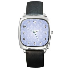 Damask Pattern Wallpaper Blue Square Metal Watch