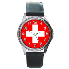 Flag Of Switzerland Round Metal Watch