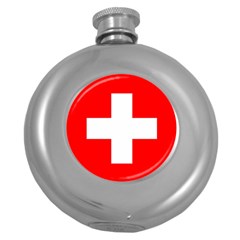 Flag Of Switzerland Round Hip Flask (5 Oz)