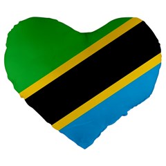 Flag Of Tanzania Large 19  Premium Flano Heart Shape Cushions