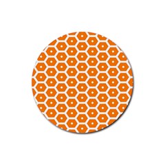 Golden Be Hive Pattern Rubber Round Coaster (4 Pack) 