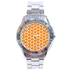 Golden Be Hive Pattern Stainless Steel Analogue Watch by Amaryn4rt