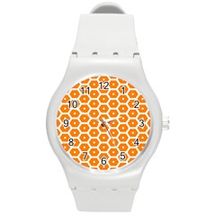 Golden Be Hive Pattern Round Plastic Sport Watch (m) by Amaryn4rt