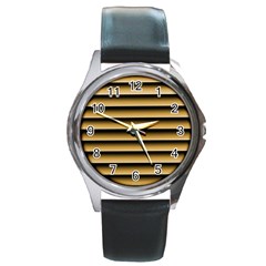 Golden Line Background Round Metal Watch