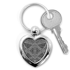 Gray Psychedelic Background Key Chains (heart) 