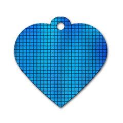 Seamless Blue Tiles Pattern Dog Tag Heart (one Side)