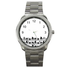 Simple Black And White Design Sport Metal Watch