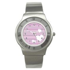 Pink Valentines Day Design Stainless Steel Watch