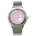 Pink Valentines day design Stainless Steel Watch Front