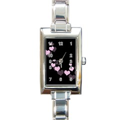 Pink Harts Design Rectangle Italian Charm Watch