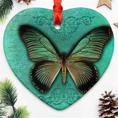 Butterfly Background Vintage Old Grunge Ornament (heart)