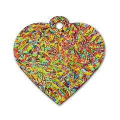 Canvas Acrylic Design Color Dog Tag Heart (one Side)