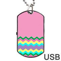 Easter Chevron Pattern Stripes Dog Tag Usb Flash (one Side) by Nexatart