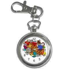 Graffiti Characters Flat Color Concept Cartoon Animals Fruit Abstract Around Brick Wall Vector Illus Key Chain Watches by Foxymomma