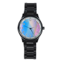 Twist Blue Pink Mauve Background Stainless Steel Round Watch