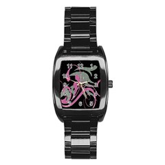 Violet Calligraphic Art Stainless Steel Barrel Watch