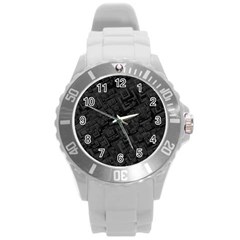 Black Rectangle Wallpaper Grey Round Plastic Sport Watch (l)