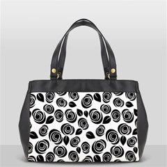 Black Roses Pattern Office Handbags (2 Sides)  by Valentinaart