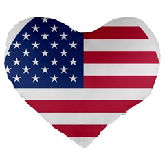 American Flag Large 19  Premium Heart Shape Cushions by Nexatart